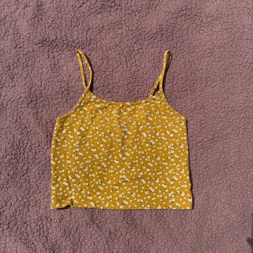 American Eagle Outfitters Yellow Floral Crop Camisole